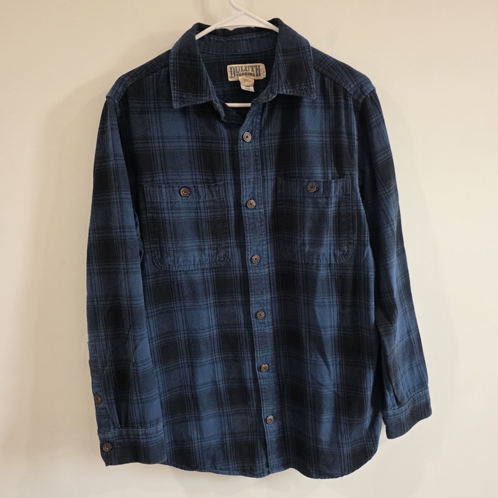 Duluth Trading Mens Flannel Plaid Button Up Shirt Size Medium Slim Fit Cozy Hike